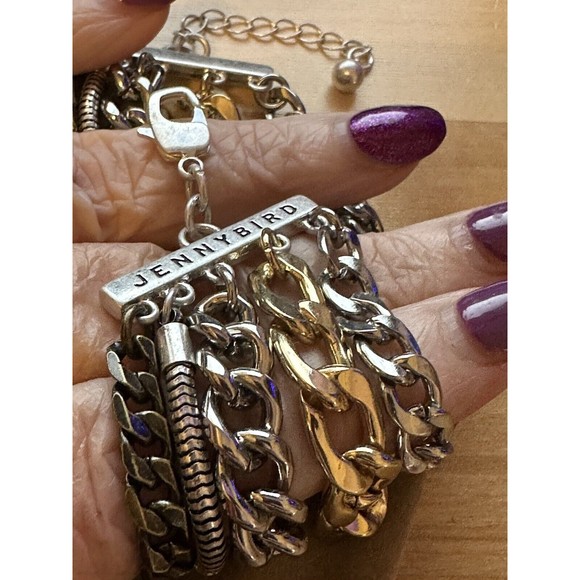 NEW Jenny Bird Austin Wide Bracelet Mixed Metals Layered Chains mp $135 STUNNING - Picture 1 of 10